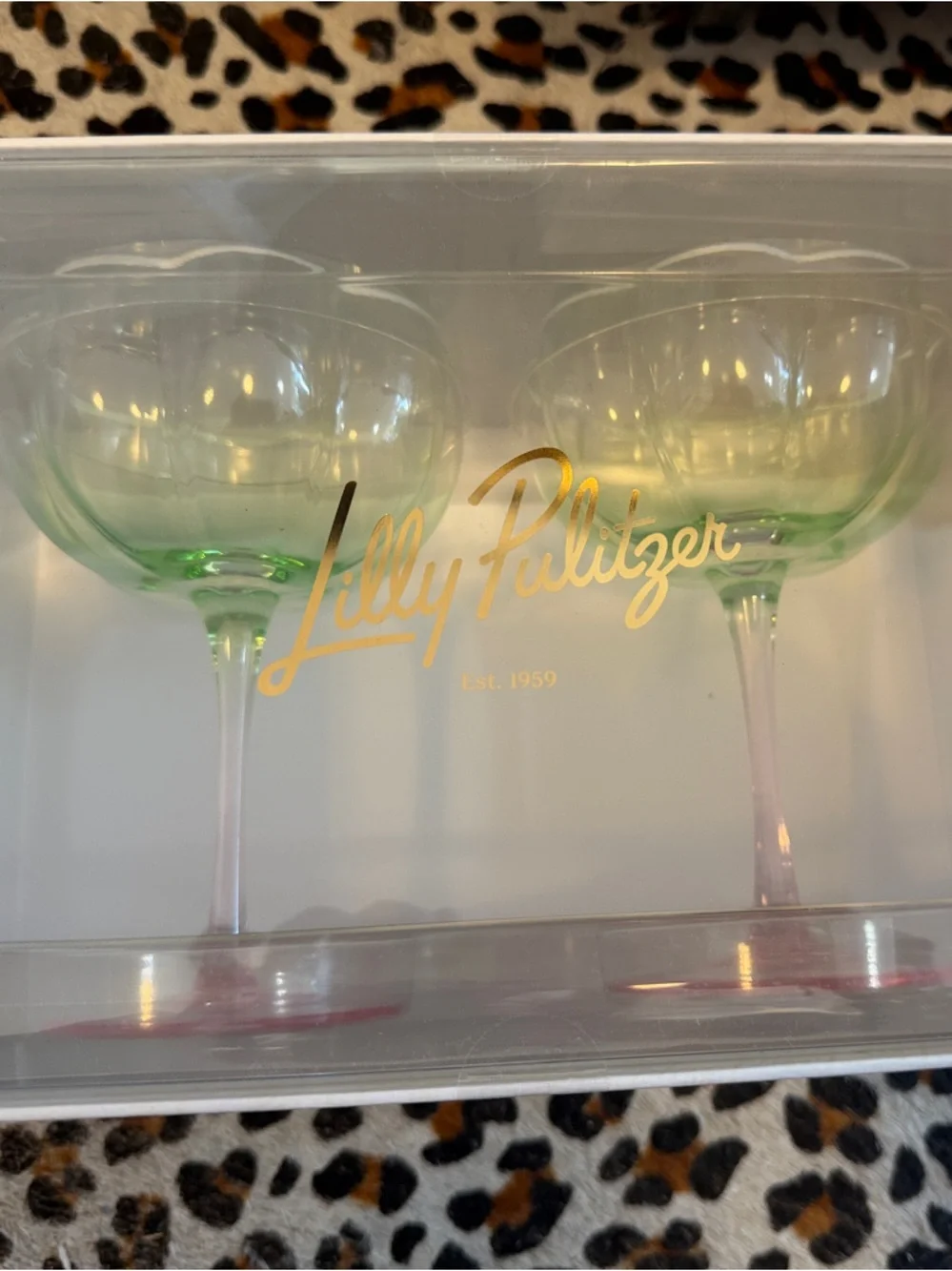 New Lilly Pulitzer Stemmed Coupe Party Glasses - Set of 2